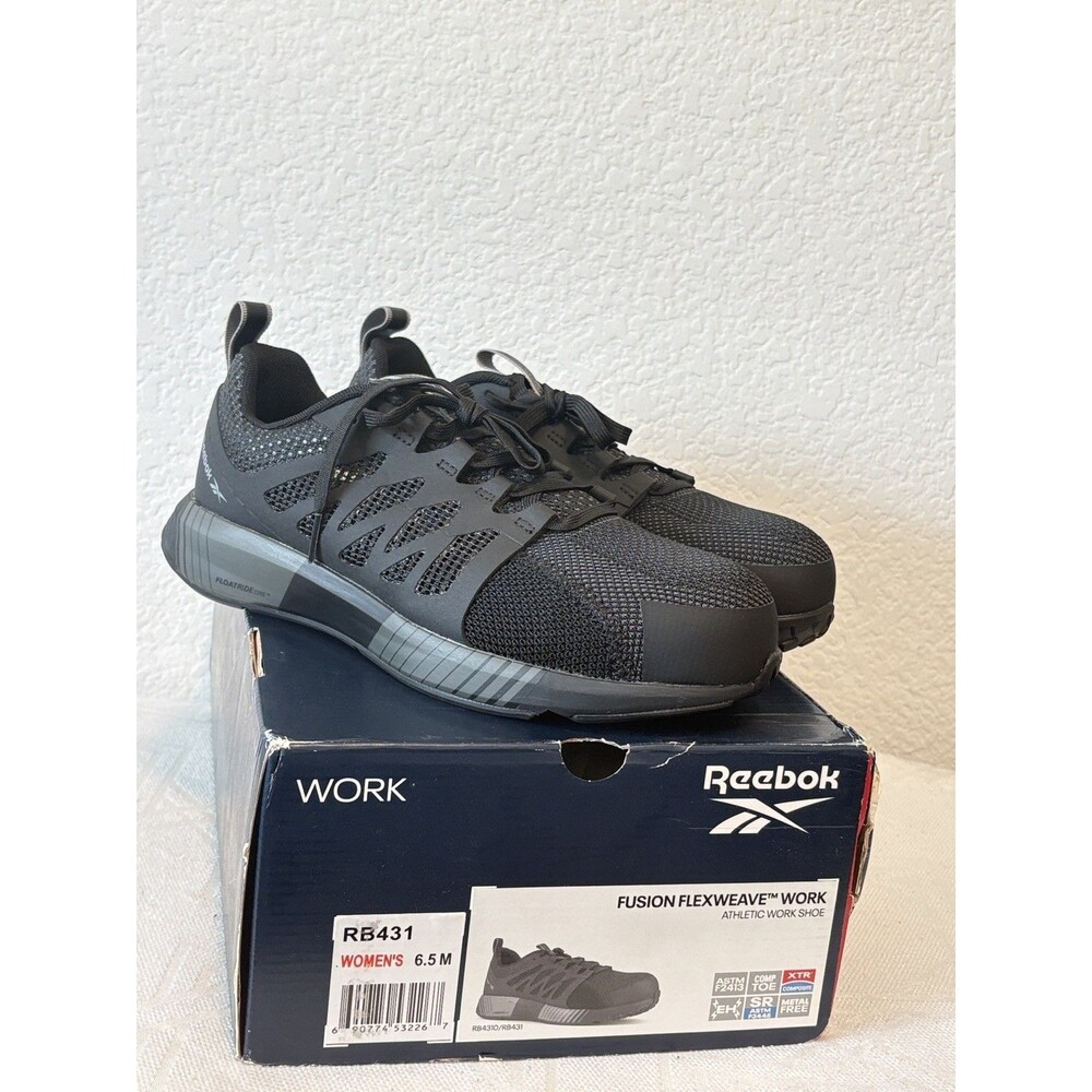 Reebok Fusion Flexweave Composite Toe Work Sneakers Women's Size 6.5 M Black New